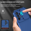 For Samsung Galaxy A53 5G Stereoscopic Holder Sliding Camshield Phone Case(Blue)