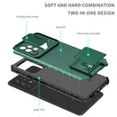For Samsung Galaxy A53 5G Stereoscopic Holder Sliding Camshield Phone Case(Dark Green)