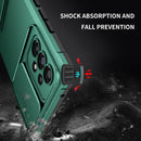 For Samsung Galaxy A53 5G Stereoscopic Holder Sliding Camshield Phone Case(Dark Green)