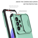 For Samsung Galaxy A53 5G Stereoscopic Holder Sliding Camshield Phone Case(Light Blue)