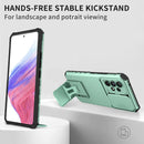 For Samsung Galaxy A53 5G Stereoscopic Holder Sliding Camshield Phone Case(Light Blue)