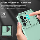 For Samsung Galaxy A53 5G Stereoscopic Holder Sliding Camshield Phone Case(Light Blue)