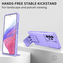 For Samsung Galaxy A53 5G Stereoscopic Holder Sliding Camshield Phone Case(Purple)