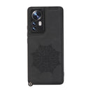 For Xiaomi 12 Mandala Embossed Card Slots Magnetic Phone Case(Black)