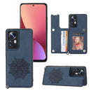 For Xiaomi 12 Mandala Embossed Card Slots Magnetic Phone Case(Blue)