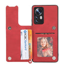 For Xiaomi 12 Mandala Embossed Card Slots Magnetic Phone Case(Red)