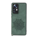 For Xiaomi 12 Pro Mandala Embossed Card Slots Magnetic Phone Case(Green)