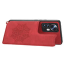 For Xiaomi 12 Pro Mandala Embossed Card Slots Magnetic Phone Case(Red)