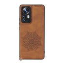For Xiaomi 12 Pro Mandala Embossed Card Slots Magnetic Phone Case(Brown)