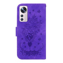 For Xiaomi 12 / 12X Butterfly Rose Embossed Leather Phone Case(Purple)