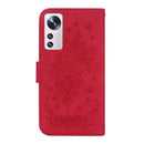 For Xiaomi 12 / 12X Butterfly Rose Embossed Leather Phone Case(Red)