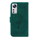 For Xiaomi 12 Pro Butterfly Rose Embossed Leather Phone Case(Green)