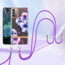 For Nokia G21/G11 Flowers Series TPU Phone Case with Lanyard(Purple Begonia)