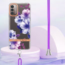 For Nokia G21/G11 Flowers Series TPU Phone Case with Lanyard(Purple Begonia)