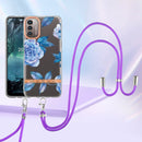 For Nokia G21/G11 Flowers Series TPU Phone Case with Lanyard(Blue Peony)