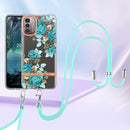 For Nokia G21/G11 Flowers Series TPU Phone Case with Lanyard(Blue Rose)