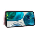 For Motorola Moto G52/G82 Carbon Fiber Texture Horizontal Flip Leather Phone Case(Pink)