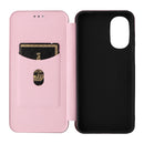 For Motorola Moto G52/G82 Carbon Fiber Texture Horizontal Flip Leather Phone Case(Pink)