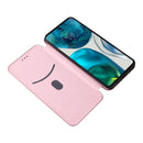 For Motorola Moto G52/G82 Carbon Fiber Texture Horizontal Flip Leather Phone Case(Pink)