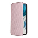 For Motorola Moto G52/G82 Carbon Fiber Texture Horizontal Flip Leather Phone Case(Pink)
