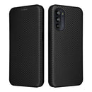 For Motorola Moto G52/G82 Carbon Fiber Texture Horizontal Flip Leather Phone Case(Black)