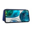 For Motorola Moto G52/G82 Carbon Fiber Texture Horizontal Flip Leather Phone Case(Blue)