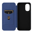 For Motorola Moto G52/G82 Carbon Fiber Texture Horizontal Flip Leather Phone Case(Blue)