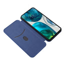 For Motorola Moto G52/G82 Carbon Fiber Texture Horizontal Flip Leather Phone Case(Blue)