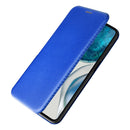 For Motorola Moto G52/G82 Carbon Fiber Texture Horizontal Flip Leather Phone Case(Blue)