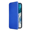 For Motorola Moto G52/G82 Carbon Fiber Texture Horizontal Flip Leather Phone Case(Blue)