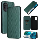 For Motorola Moto G52/G82 Carbon Fiber Texture Horizontal Flip Leather Phone Case(Green)