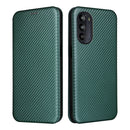 For Motorola Moto G52/G82 Carbon Fiber Texture Horizontal Flip Leather Phone Case(Green)