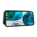 For Motorola Moto G52/G82 Carbon Fiber Texture Horizontal Flip Leather Phone Case(Green)