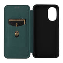 For Motorola Moto G52/G82 Carbon Fiber Texture Horizontal Flip Leather Phone Case(Green)