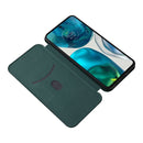 For Motorola Moto G52/G82 Carbon Fiber Texture Horizontal Flip Leather Phone Case(Green)