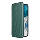 For Motorola Moto G52/G82 Carbon Fiber Texture Horizontal Flip Leather Phone Case(Green)