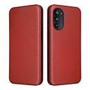 For Motorola Moto G52/G82 Carbon Fiber Texture Horizontal Flip Leather Phone Case(Brown)
