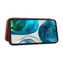 For Motorola Moto G52/G82 Carbon Fiber Texture Horizontal Flip Leather Phone Case(Brown)