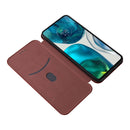 For Motorola Moto G52/G82 Carbon Fiber Texture Horizontal Flip Leather Phone Case(Brown)