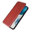 For Motorola Moto G52/G82 Carbon Fiber Texture Horizontal Flip Leather Phone Case(Brown)