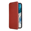 For Motorola Moto G52/G82 Carbon Fiber Texture Horizontal Flip Leather Phone Case(Brown)