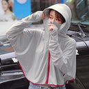 Summer Outdoor Ice Silk Zipper Sun-proof Clothing Headscarf Suit Protection Equipment(Grey)
