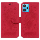 For OPPO Realme 9 Pro+ / Realme 9 4G Butterfly Rose Embossed Leather Phone Case(Red)