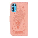 For OPPO Reno5 5G / 4G / Reno5 K / Find X3 Lite Butterfly Rose Embossed Leather Phone Case(Pink)