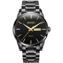 OLEVS 6898 Men Waterproof Luminous Steel Watch Band Quartz Watch(Black)