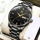 OLEVS 6898 Men Waterproof Luminous Steel Watch Band Quartz Watch(Black)