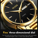 OLEVS 6898 Men Waterproof Luminous Steel Watch Band Quartz Watch(Gold Black)