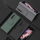 For Samsung Galaxy Z Fold2 5G GKK Integrated Magnetic Armor Flip Phone Case with Holder(Dark Green)