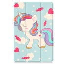 For Lenovo Tab M10 3rd Gen Custer Painted 3-Fold Holder Smart Leather Tablet Case(Unicorn)