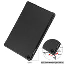 For Lenovo Tab M10 3rd Gen Custer Pure Color 3-Fold Holder Smart Leather Tablet Case(Black)
